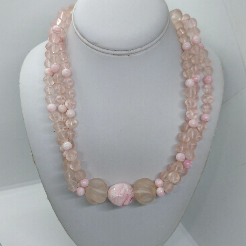 Vintage Frosty Pink Multistrand Necklace